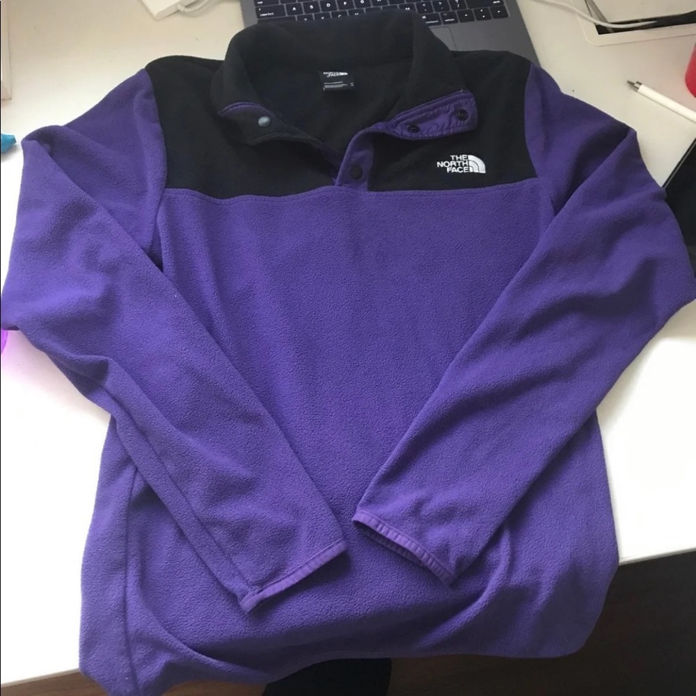 Purple north face button up sweater crewneck